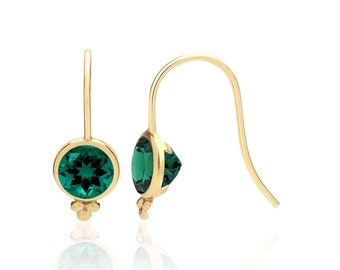 Emerald Earrings for Women 14K Gold Filled, Lab Created Emerald Jewelry, May Birthstone, 20th Anniversary, Valentines Day Gifts for Her