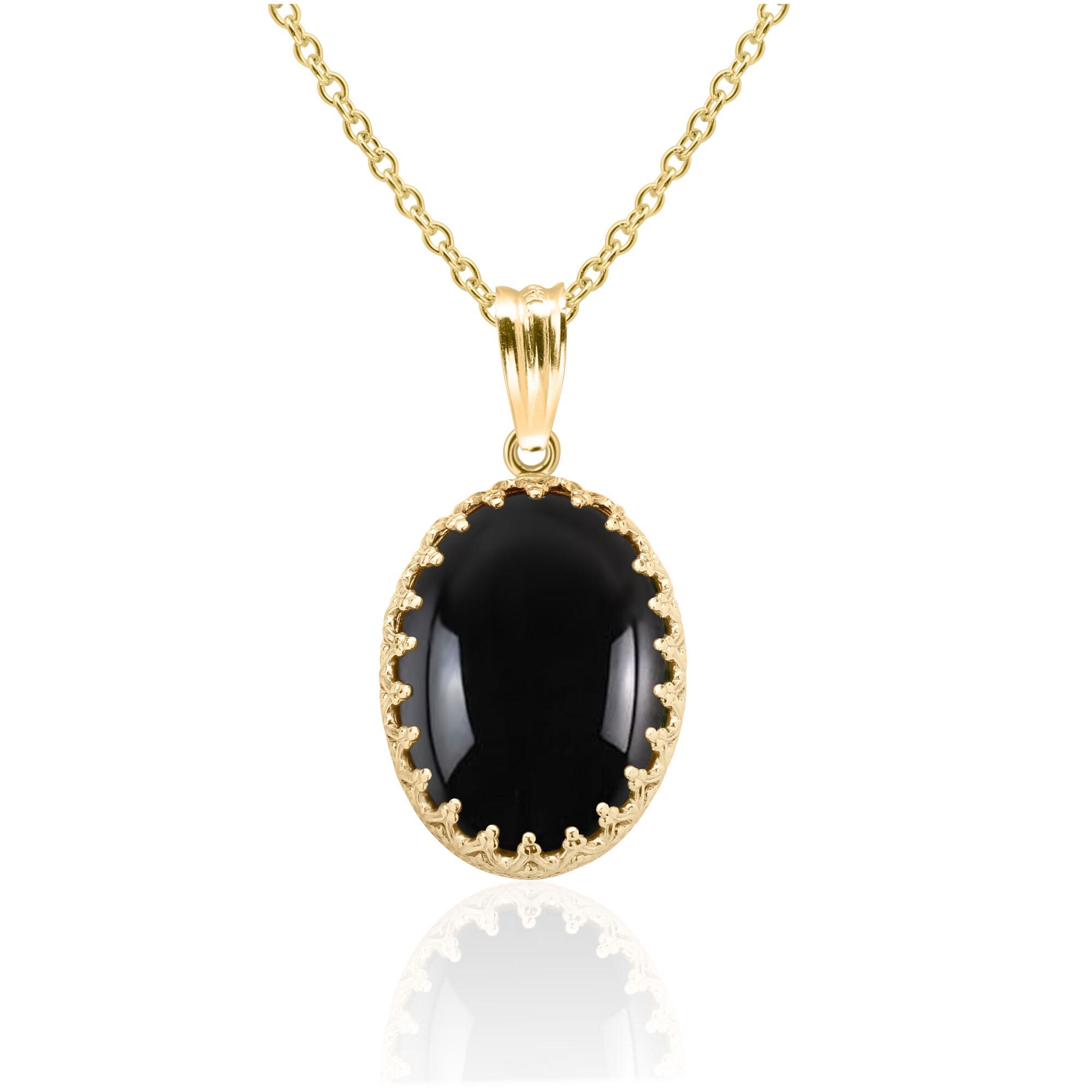 ☆関税込☆VINTAGE HOLLYWOOD★Black Oval Stone Necklace★ Oval Onyx Locket Necklace Vintage Inspired Black Gemstone