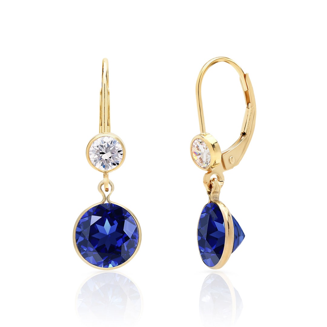 Blue Sapphire Drop Dangle Earrings 14K Gold Filled or Sterling - Etsy