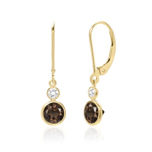 14K Gold Smoky Quartz Earrings - Choice of White or Yellow Gold