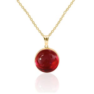 Created Ruby Cabochon Pendant Necklace in 14K Gold Filled, July Birthstone, 15th/40th Anniversary Jewelry Gift for Her