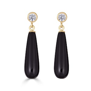 Black Onyx Teardrop Earrings in 14K Gold Filled or Sterling Silver ...