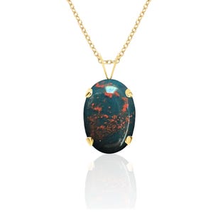 Bloodstone Pendant Necklace in 14K Solid Gold / Sterling Silver / 14K Gold Filled, March Birthstone Necklace for Women, Bloodstone Jewelry