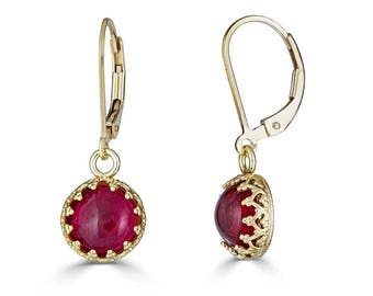 Ruby Earrings. Gold Earrings, Lab Created Ruby, July Birthstone Earrings, Ruby Jewelry, July Birthday Gift, 40th Anniversary Gift, Sada