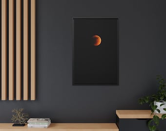 Blood Moon Photography Matte Canvas Framed | Lunar Eclipse Wall Art