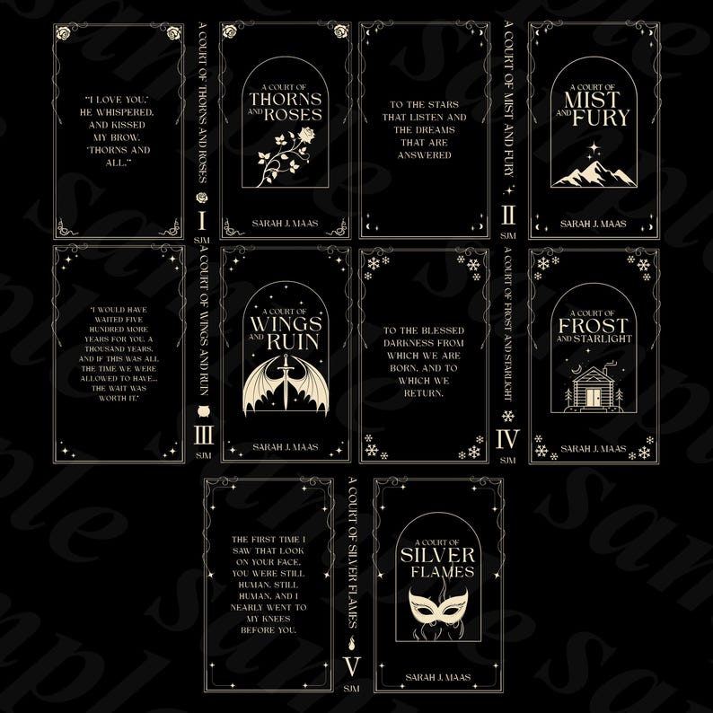 A Court Of Full Series by Sarah J Maas Book Cover Design for Book Binding/Rebinding | PNG (Digital Download) | For Cricut image 2