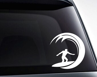 V CAMPER W VAN ORANGE STICKER DECAL SURFING SURFER KITESURFING KAYAKING CANOEING