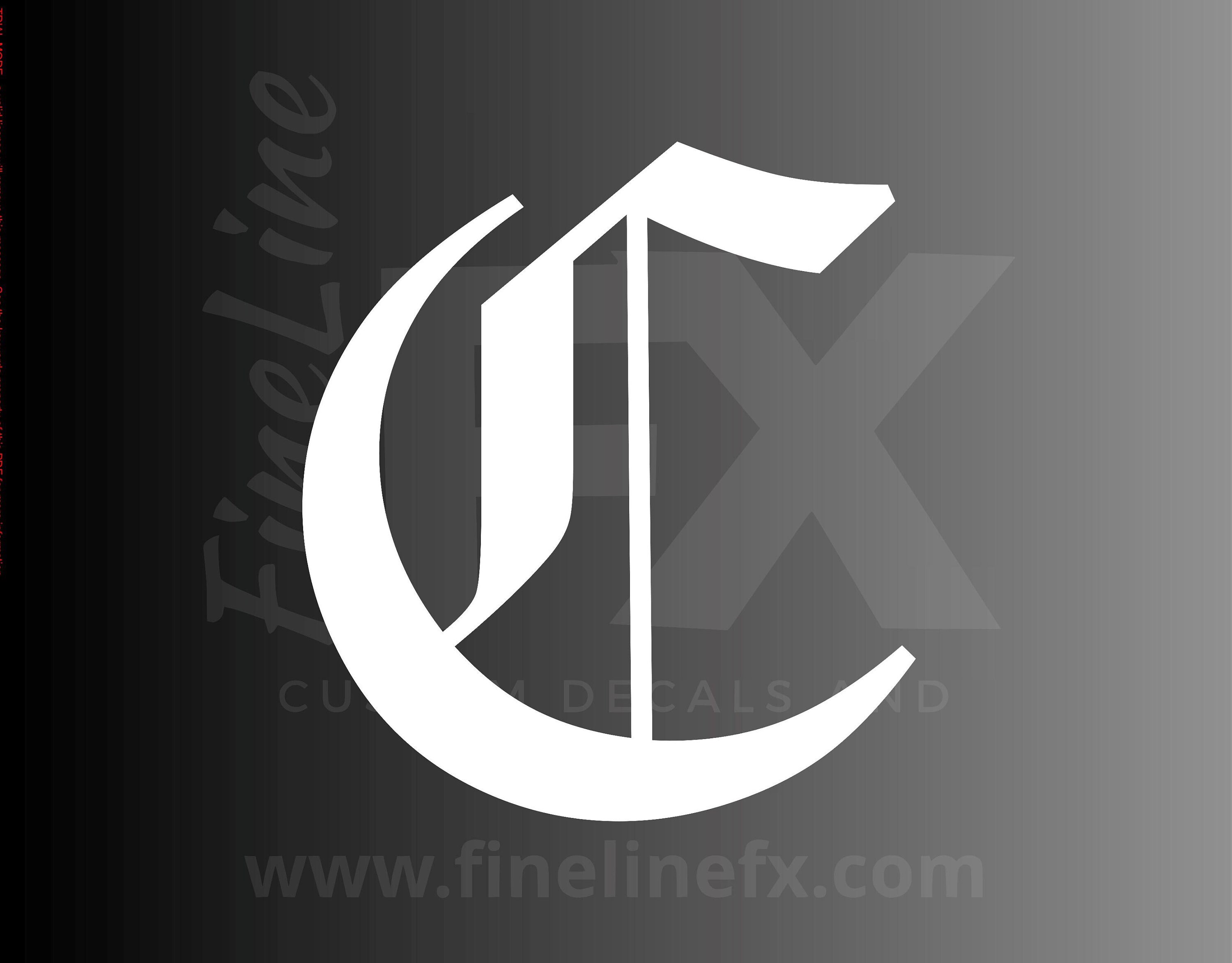 Old English Letter C Initial Vinyl Decal Sticker Etsy