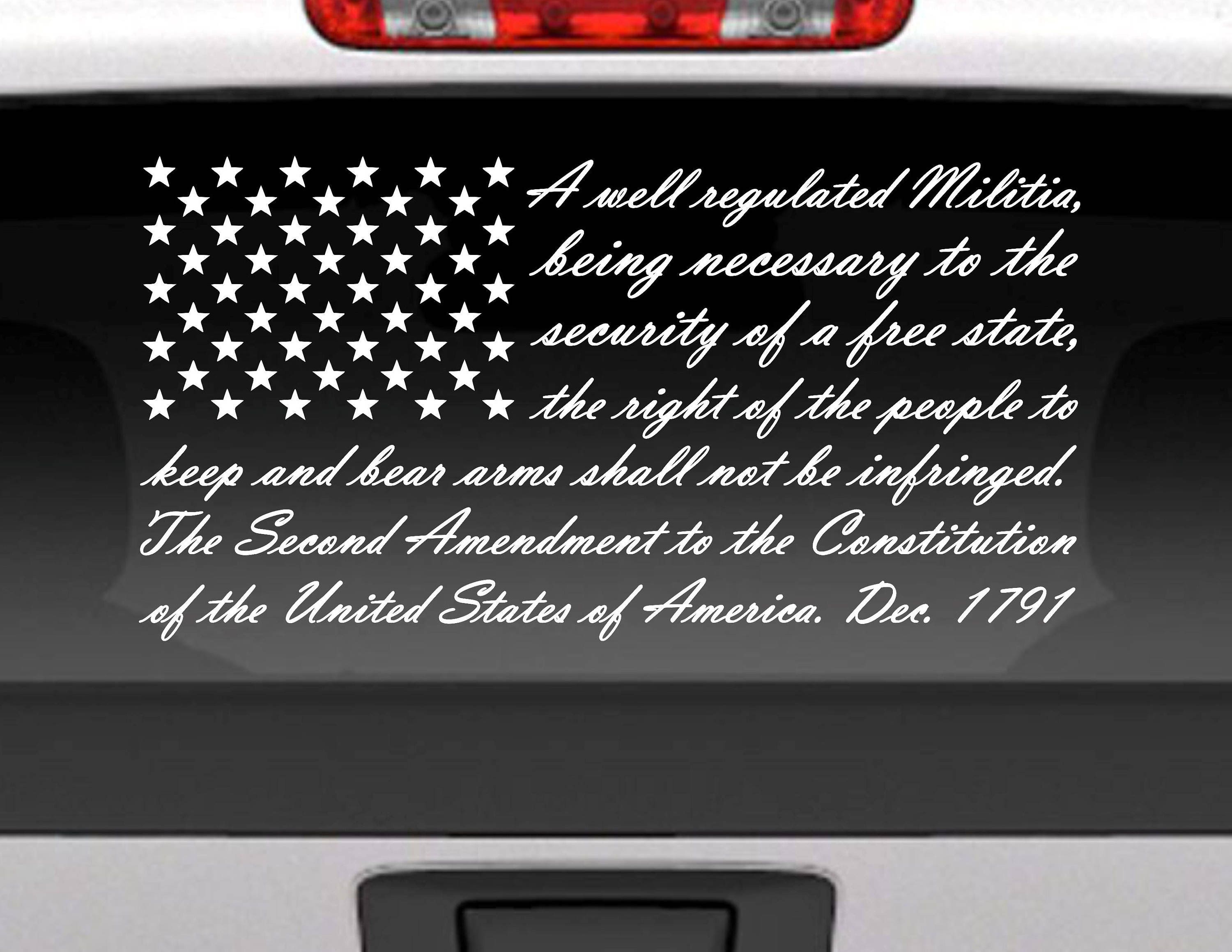 Second Amendment American Flag Decal / 2nd Amendment American Flag Vinyl  Decal Sticker for Cars & Trucks 