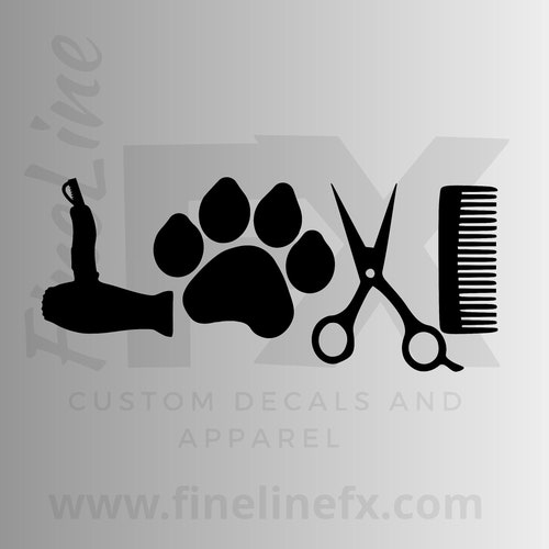 Pet Grooming Wall Decal Vinyl Sticker Window Logo Animal Etsy