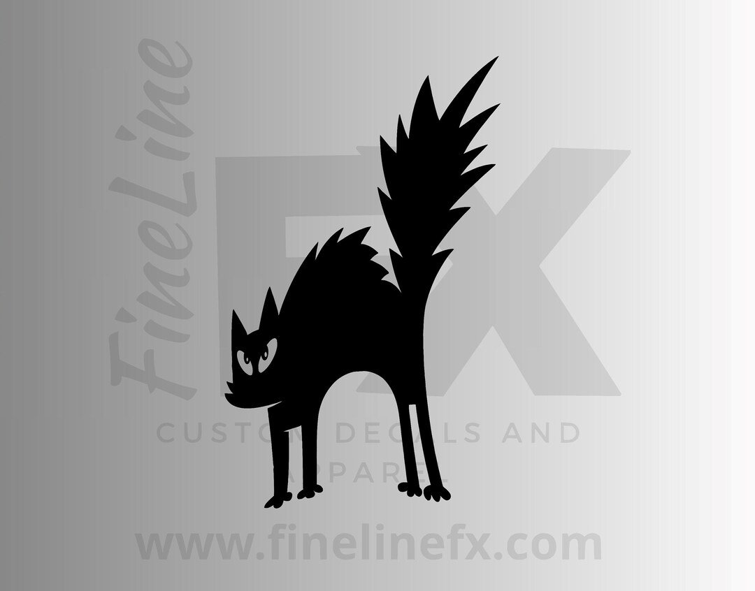 Halloween Scared Black Cat Vinyl Decal Sticker / Decals for - Etsy