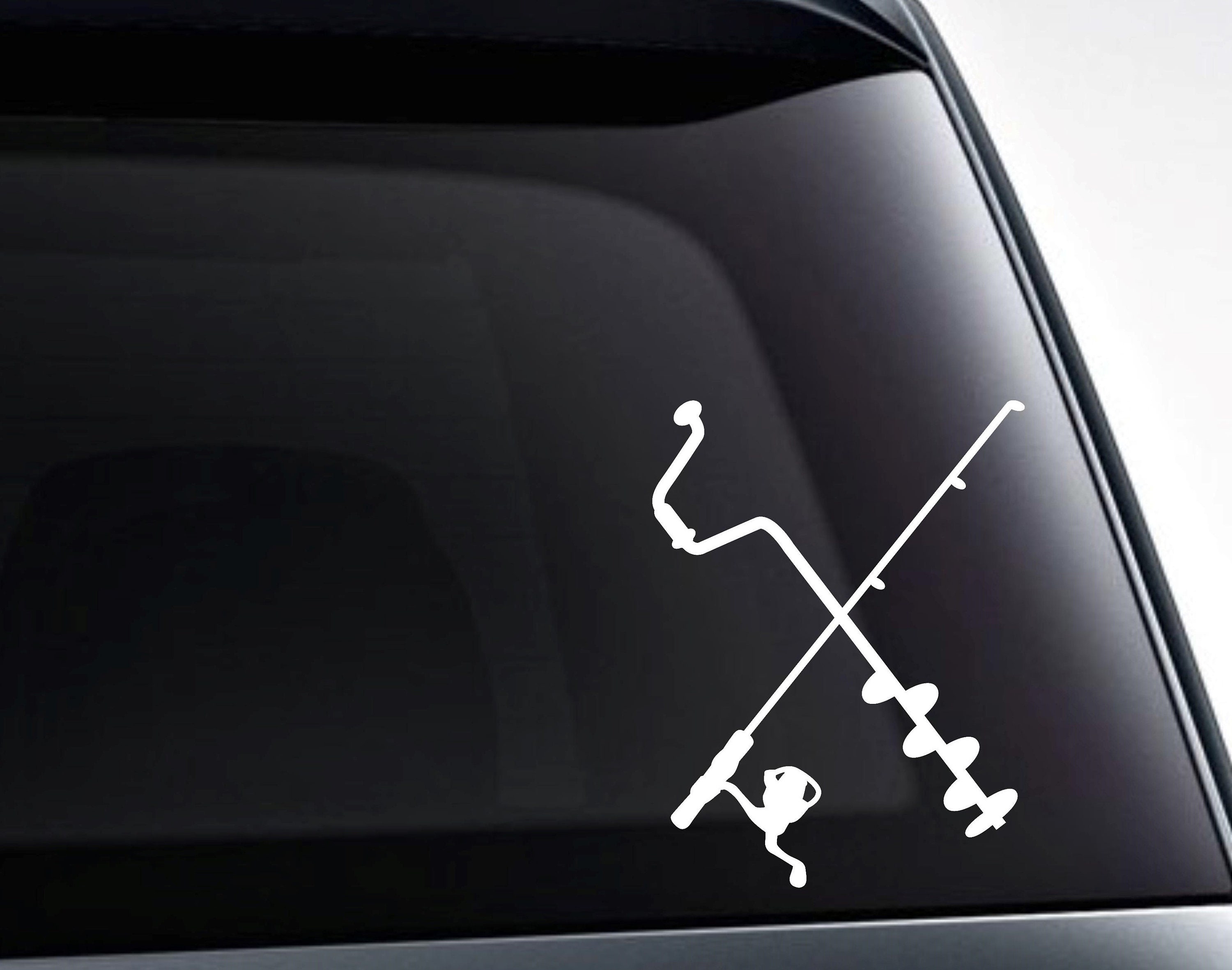 Ice Fishing Pole and Auger Vinyl Decal Sticker -  Canada
