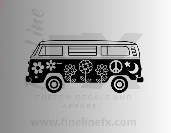 Vw Hippie Van With Peace Signs And Flowers Vinyl Decal Sticker Etsy Vw Hippie Van With Peace Signs And Flowers Vinyl Decal Sticker Etsy