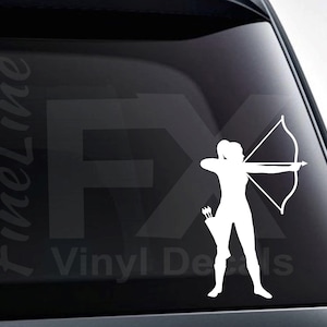 Girl Archer Compound Bow Archery Vinyl Decal Sticker / Car, Laptop, Tumbler Decal