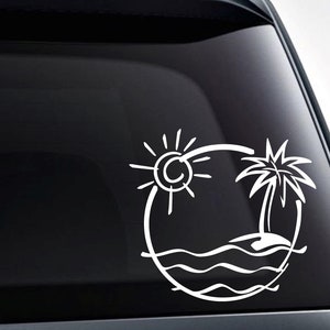 Palm Trees Vinyl Decal, Tropical Decal, Car Window Decal
