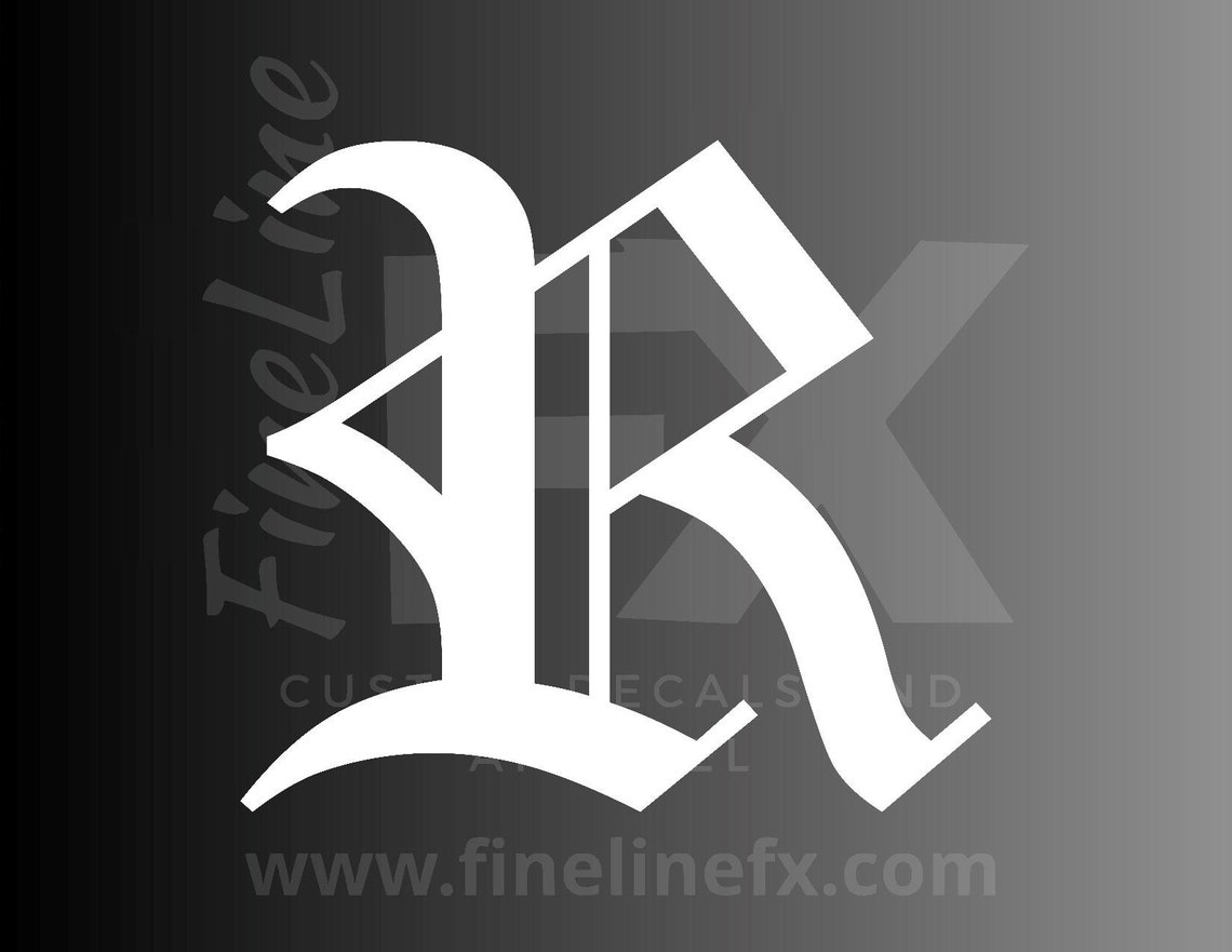 Old English Letter R Initial Vinyl Decal Sticker Etsy UK