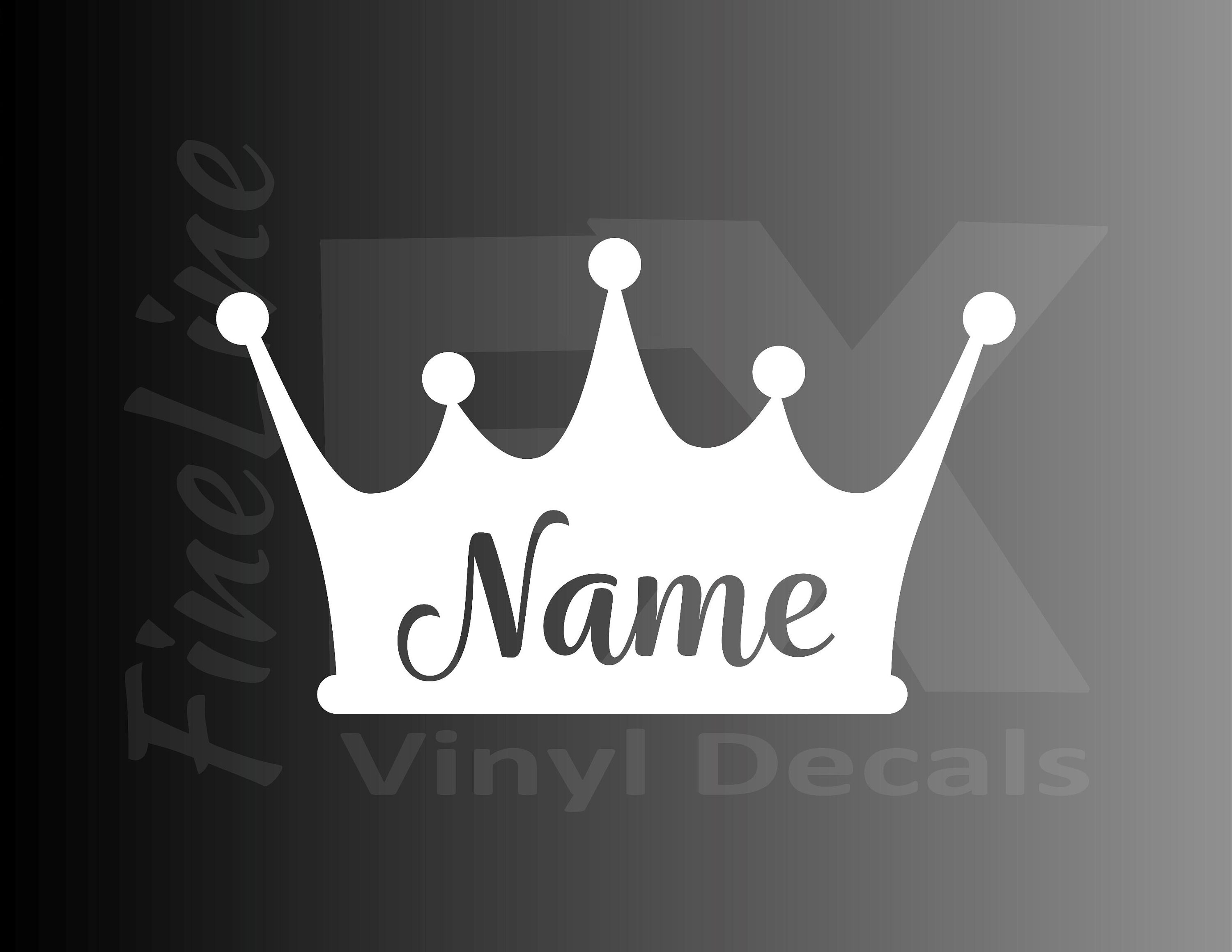 Personalized Princess Crown Name Vinyl Decal Sticker | Etsy