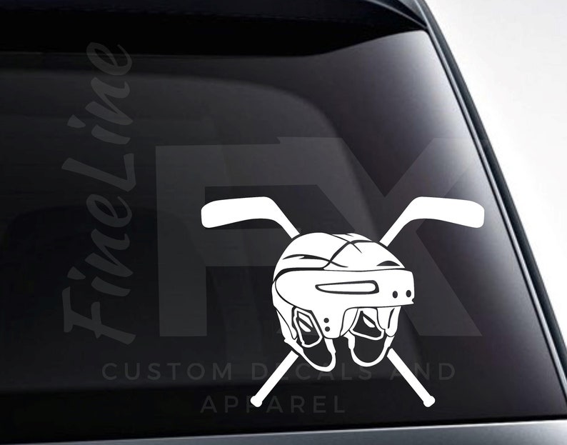 Ice Hockey Helmet and Crossed Hockey Sticks Vinyl Decal Etsy
