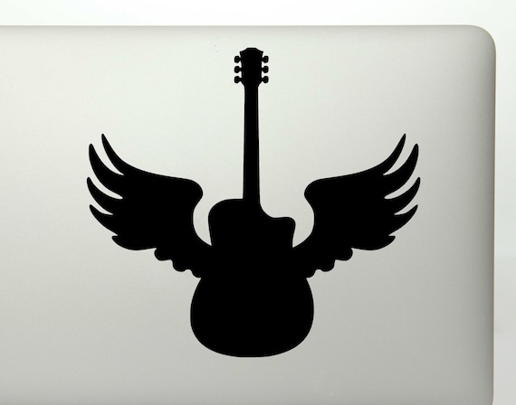 New Angel Wings Acoustic Guitar Gift Let Your Soul Shine Bumper Sticker White Vinyl Decal 