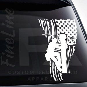 Electric Lineman Distressed American Flag Die Cut Vinyl Decal - Etsy