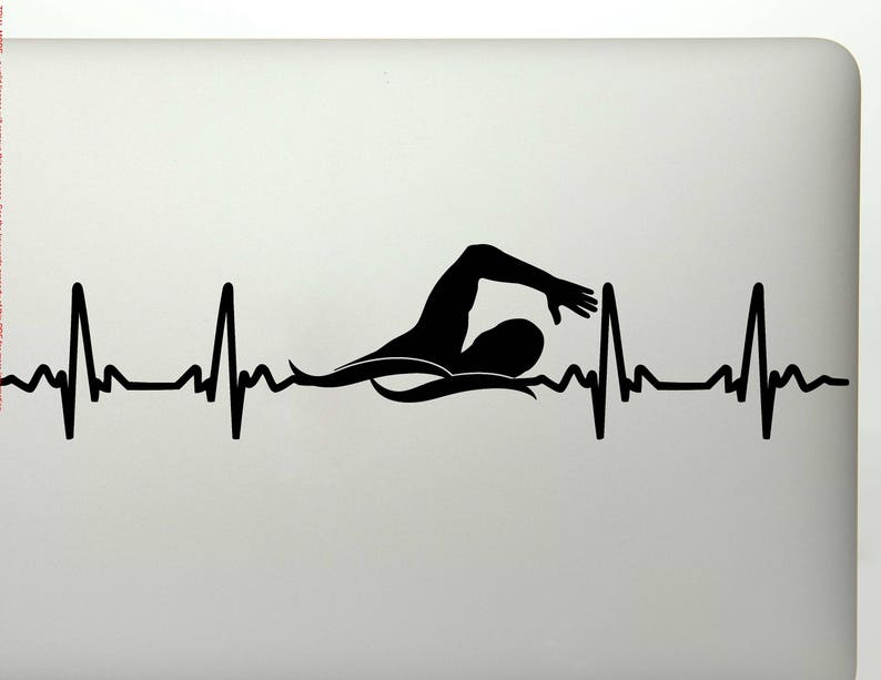 Swimming Heartbeat Swimmer Ekg Vinyl Decal Sticker Etsy