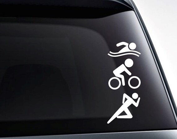 Swim Bike Run Decal symbol Sticker decal 2/" x 7/" Triathlon