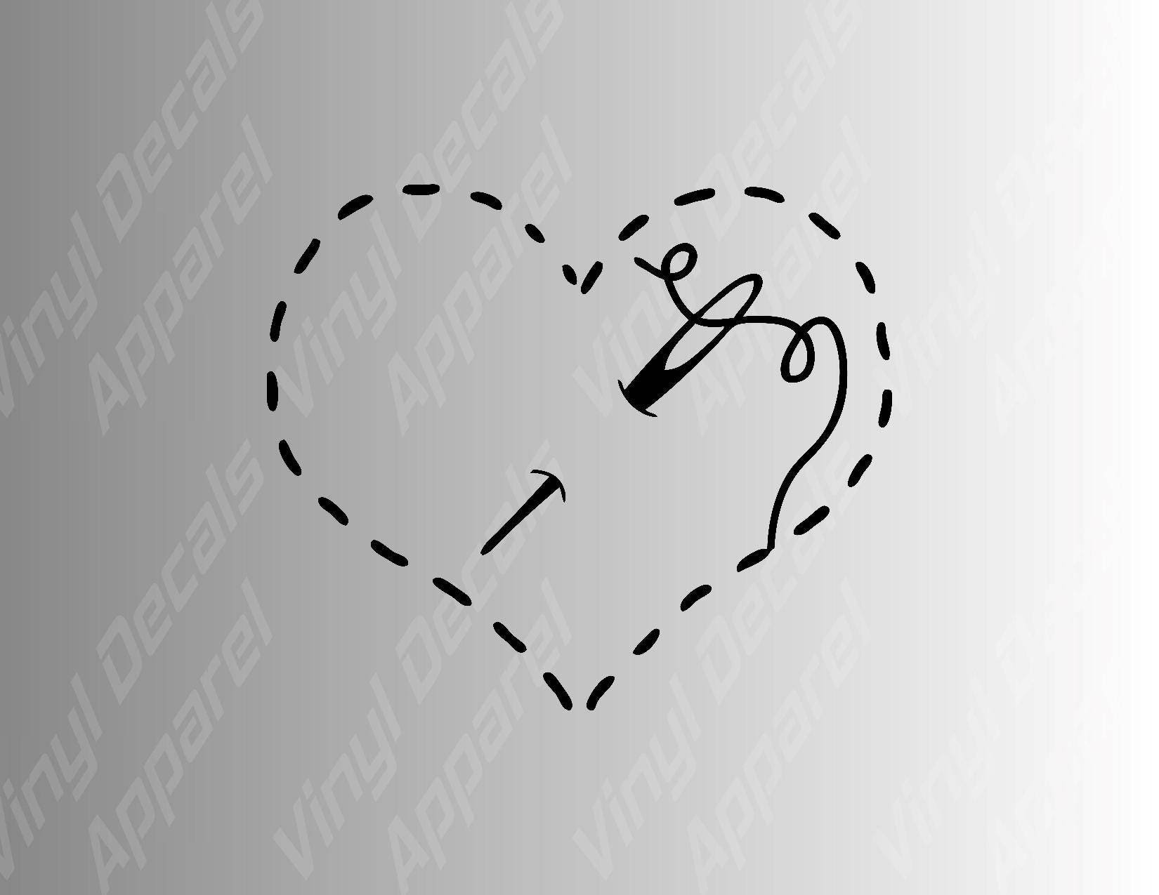Needle and thread heart die cut vinyl decal sticker Etsy