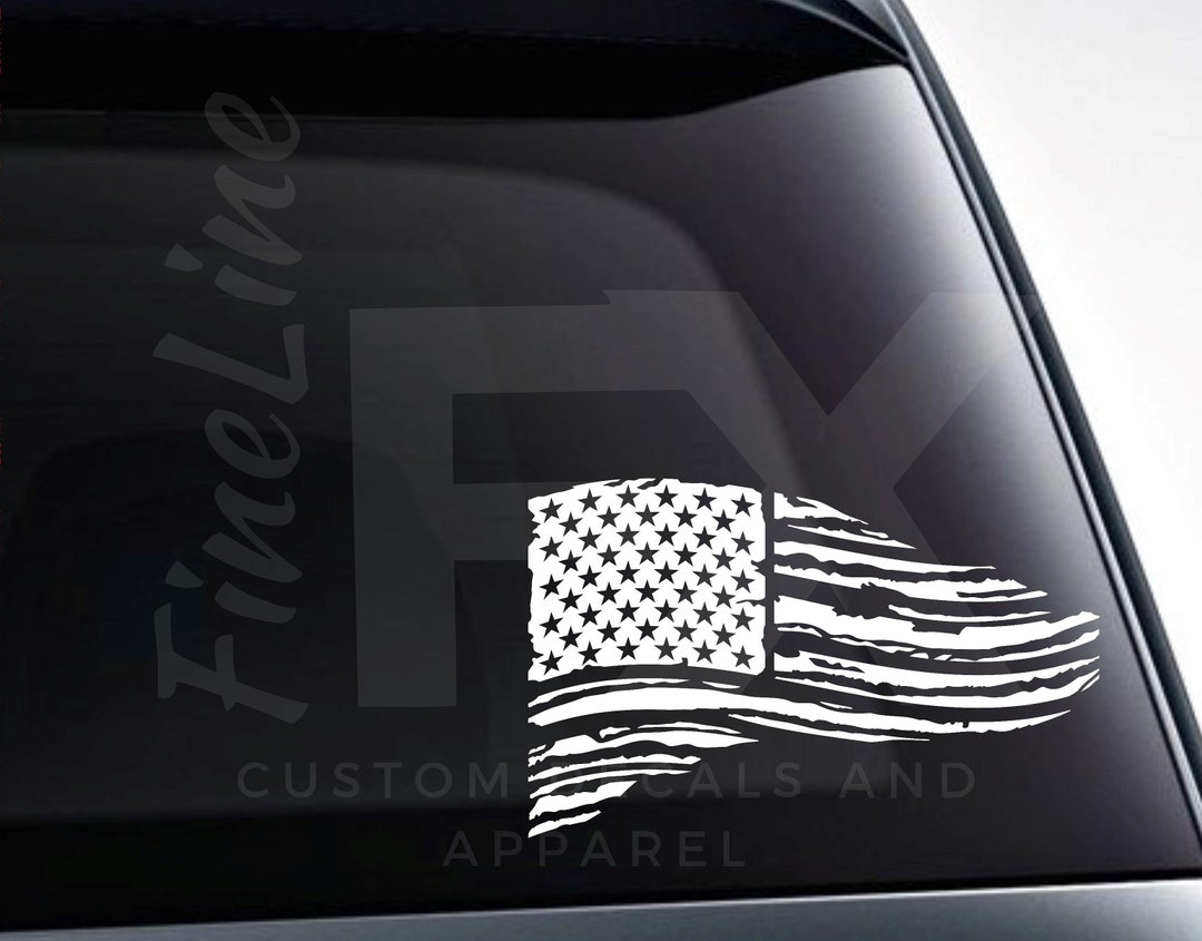 Distressed American Flag Vinyl Decal / USA Tattered Flag Car - Etsy