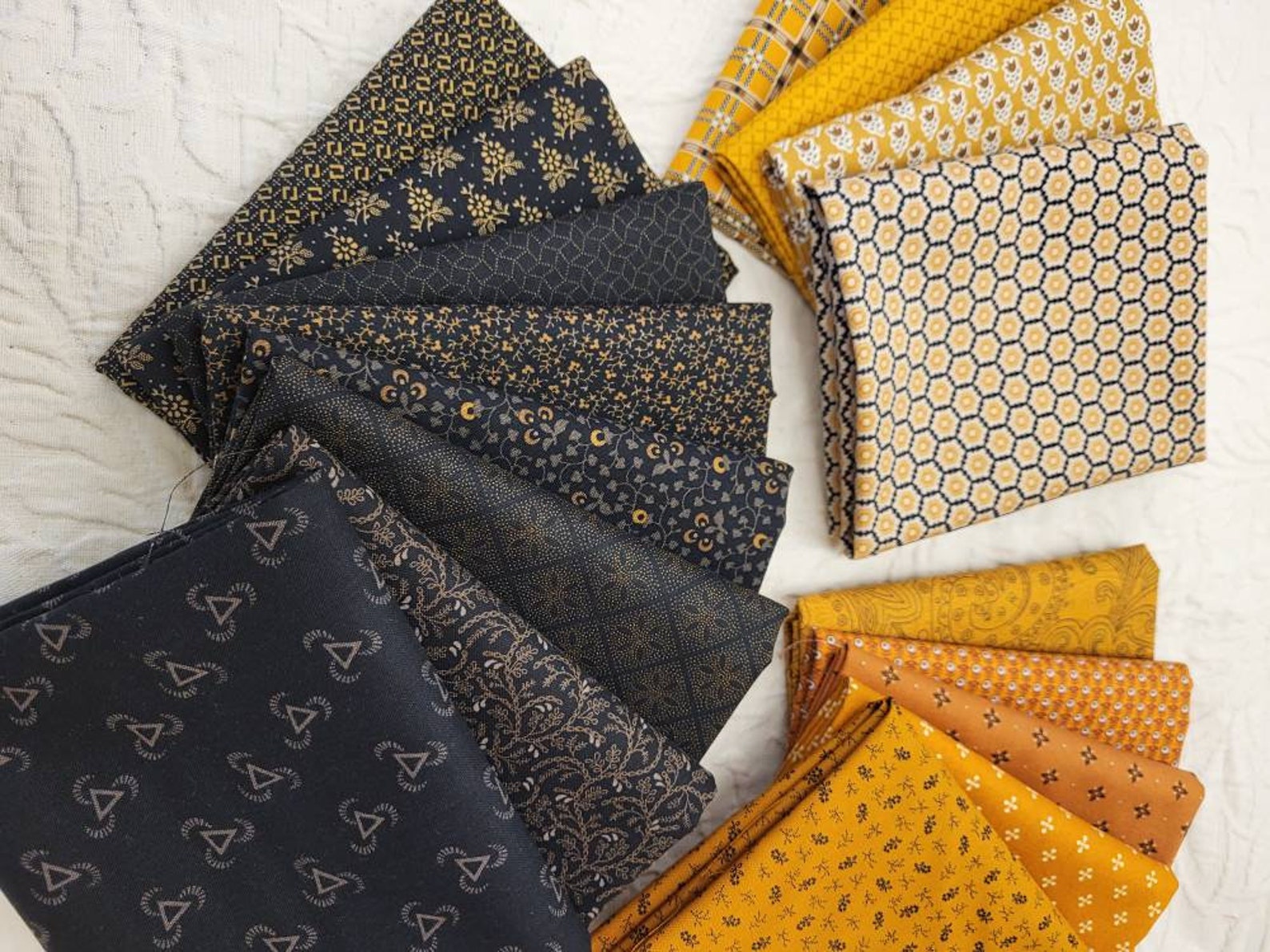 Cheddar and Coal Fat Quarters Fabric Bundle of 17 Assorted Etsy