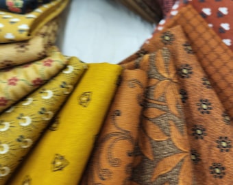 Cinnamon Spice and Licorice coloring fat quarters fabric bundle of 20 quality cotton.  Civil War prints. Gold, rust black. Fall idea