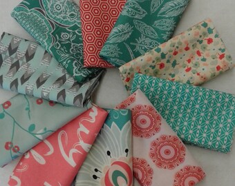 Coral Colorado Beauty Fat Quarter Bundle of 10 different fabrics