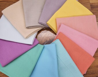 Organic Cotton Fabric: Pastel Solids Fat Quarters - 12 Piece Set
