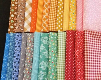 Sweet vintage girl fat quarters fabric bundle of 24 assorted cotton prints