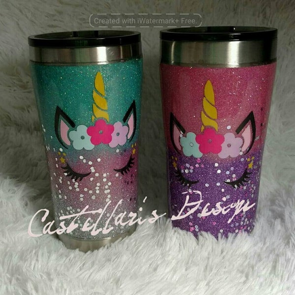 Einhorn-Glitzer-Tumbler, Glitter-Cup, 20 0z, im Lager, pastellfarbener Regenbogen, Einhorn Rambler, Glitter getaucht Tumbler, Ombre Tumbler, anpassen