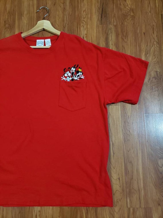 Vintage Animaniacs red embroidered 1990's tshirt … - image 3