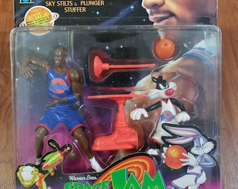 Vintage 1996 Space Jam Warner Bros Michael Jordan Sylvester ACME Tune Squad  WB toy figure display collection new Deadstock playmates game