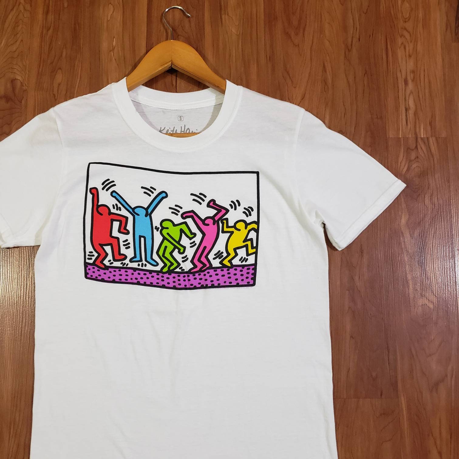 Vintage Keith Haring Shirt M Pop Art break dancing rugby polo