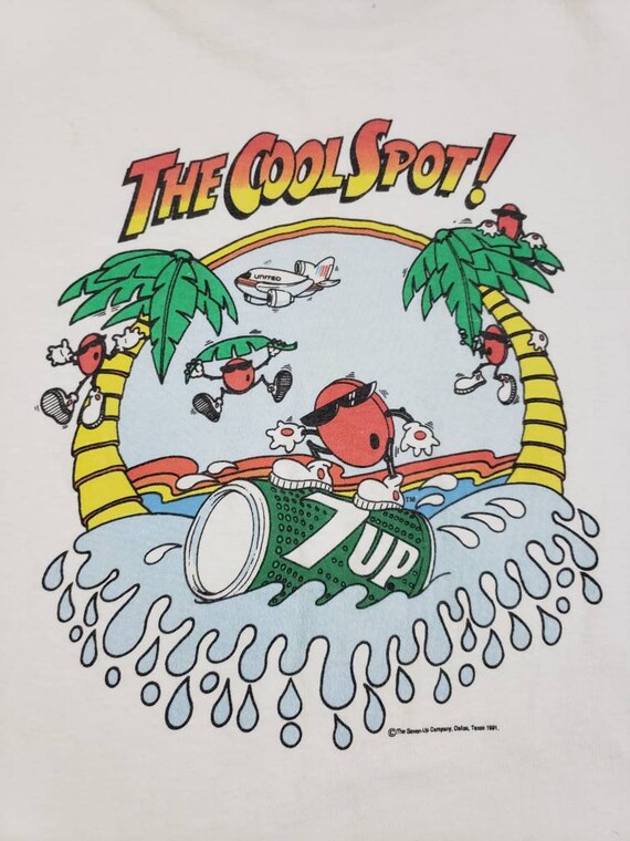 Vintage 7up white shirt The cool spot surfing a c… - image 4