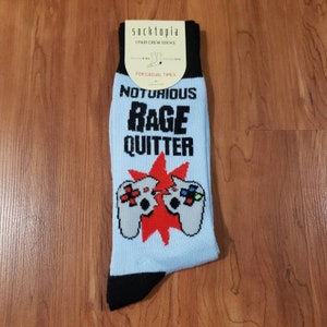 Socktopia Rage Quitter Novelty Socks Size 6-12 Men's Crew New Tags