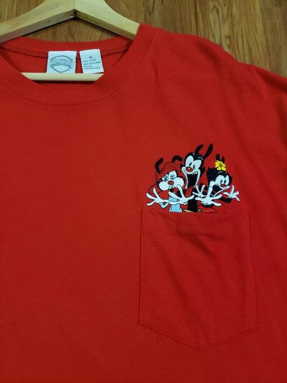 Vintage Animaniacs red embroidered 1990's tshirt … - image 1