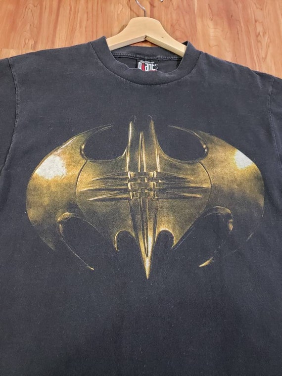Vintage 1995 Batman Forever black bat logo shirt gian… - Gem