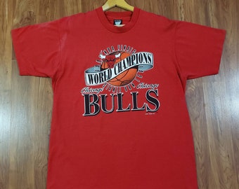 Vintage Chicago Bulls Shirt 90s NBA Finals 1991 The Last Dance World Champions screen stars made in USA Single stitch Adult XL