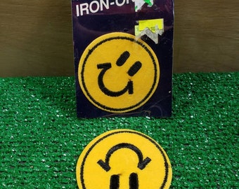 Wrights Iron on 90's vintage yellow patch happy face