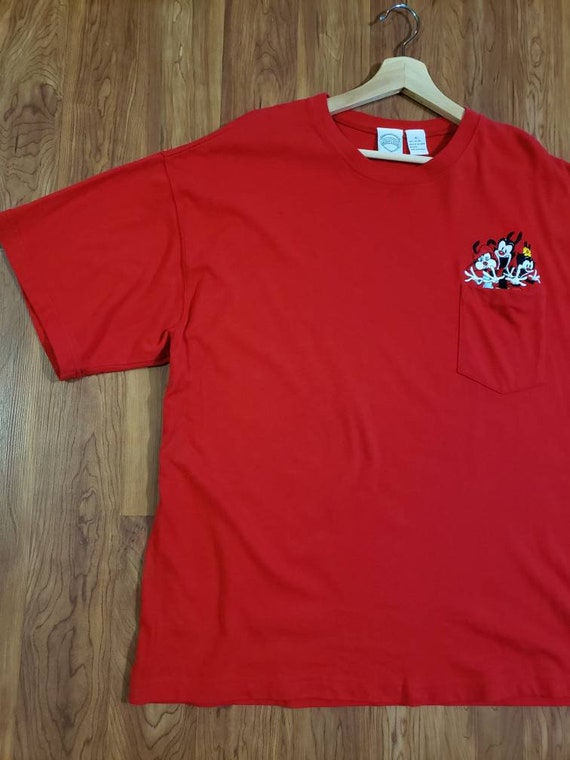 Vintage Animaniacs red embroidered 1990's tshirt … - image 4