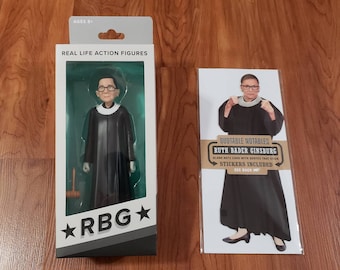 Justice Ruth Bader Ginsburg RBG Real Life Action Figure Doll NEW BOX Collectible + Post Card and Stickers, office decor best gift.