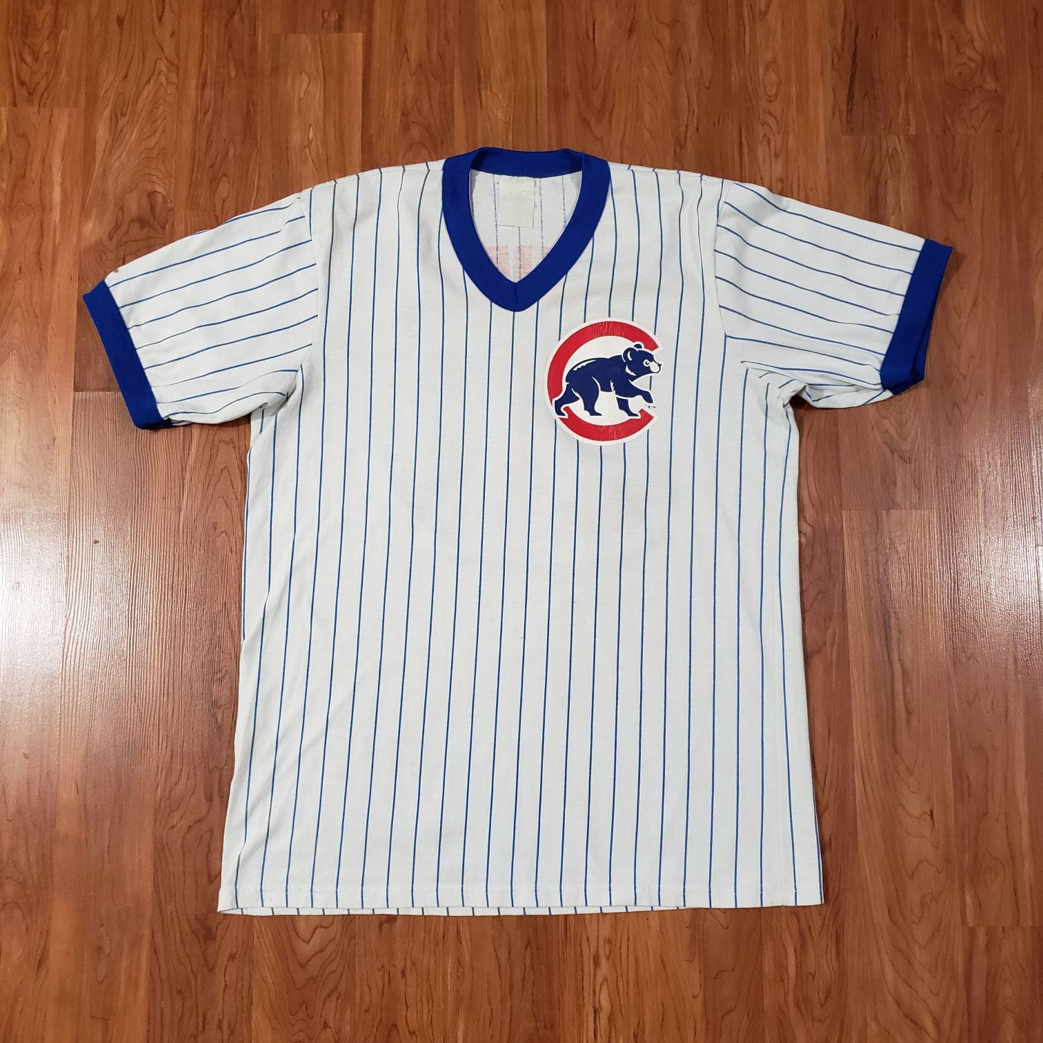 Vintage Chicago Cubs Russell Athletic Pinstripe Jersey Size Medium Mlb