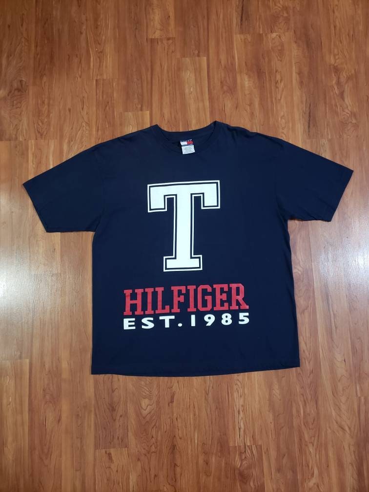 Vintage 1990's TOMMY HILFIGER big logo double sided heavy | Etsy