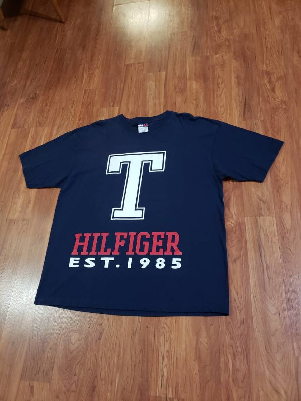 Vintage 1990's TOMMY HILFIGER big logo double sided heavy | Etsy