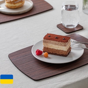 set of Wood placemats and coasters personalized, wooden table mats, Farmhouse charger plates, Wood grain plate charger