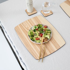 Wood charger plates, wooden placemats and coasters set personalized , farmhouse table mats